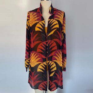Retro Silk Chiffon Button Front Tunic